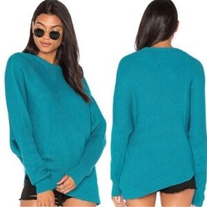Free People Asymmetrical Teal Sweater